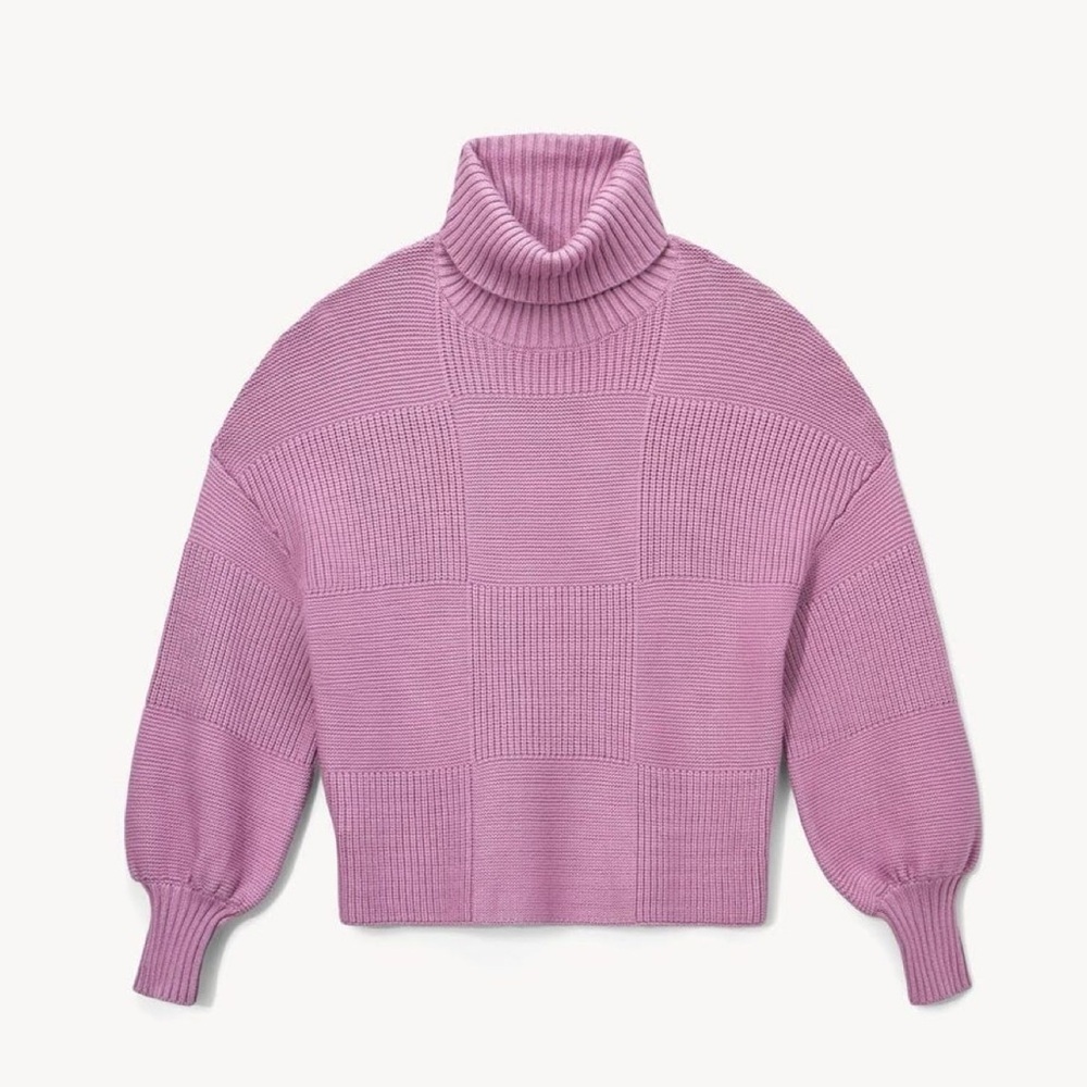 STAUD Benny Check Turtleneck Sweater Periwinkle In Iris Rare Color Size Small​​